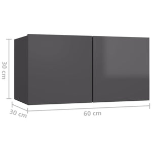 vidaXL 8-Piece TV Cabinet Set High Gloss Grey Engineered Wood