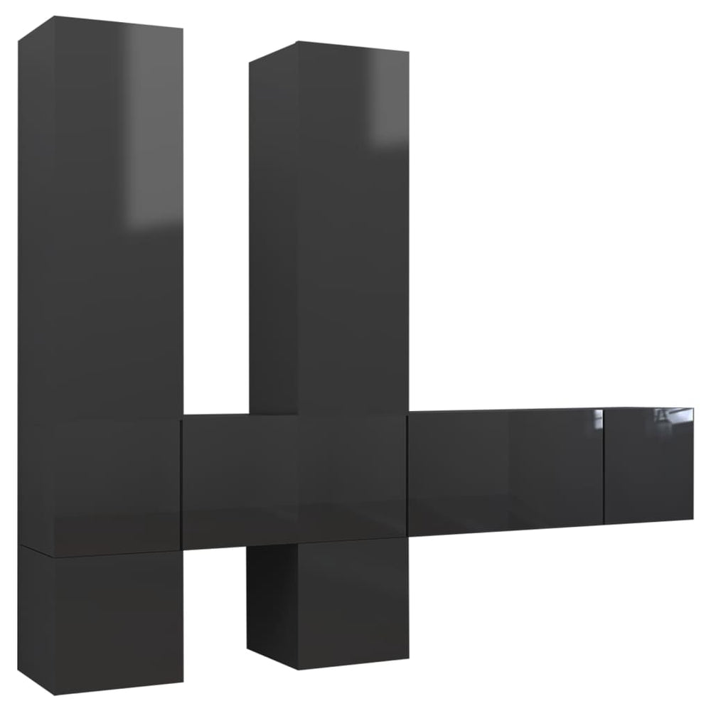vidaXL 7-Piece TV Cabinet Set High Gloss Grey Engineered Wood