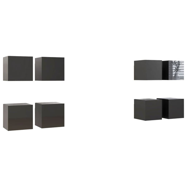 vidaXL TV Wall Cabinets 8 pcs. High Gloss Grey 30.5x30x30 cm
