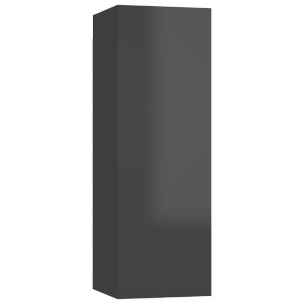 vidaXL TV Cabinets 4 pcs High Gloss Grey 30.5x30x90cm Engineered Wood