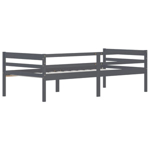 vidaXL Solid Wood Bed Dark Grey Pine 90x200 cm