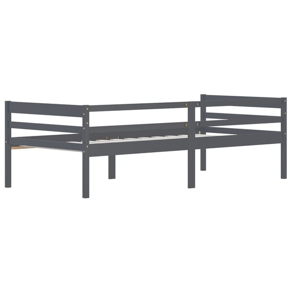 vidaXL Solid Wood Bed Dark Grey Pine 90x200 cm