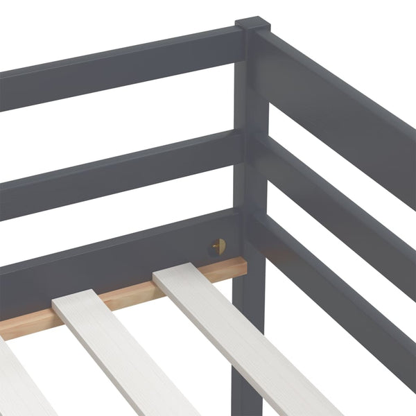 vidaXL Solid Wood Bed Dark Grey Pine 90x200 cm