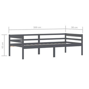 vidaXL Solid Wood Bed Dark Grey Pine 90x200 cm