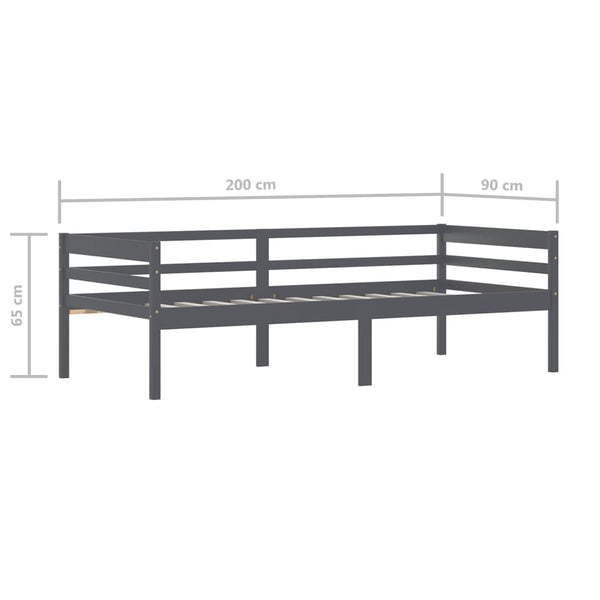 vidaXL Solid Wood Bed Dark Grey Pine 90x200 cm