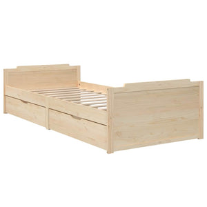 vidaXL Solid Pine Bed with Drawers 90x200 cm