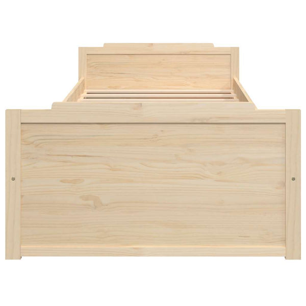 vidaXL Solid Pine Bed with Drawers 90x200 cm
