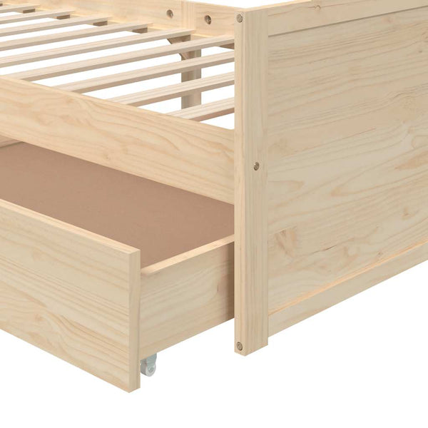 vidaXL Solid Pine Bed with Drawers 90x200 cm