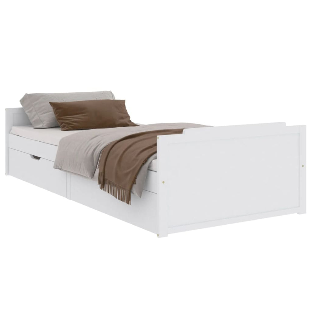 vidaXL Solid Wood Bed with Drawers White Pine 90x200 cm
