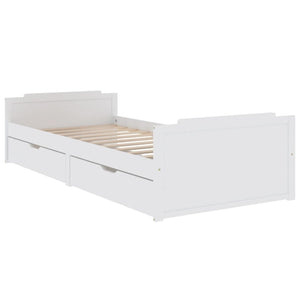 vidaXL Solid Wood Bed with Drawers White Pine 90x200 cm
