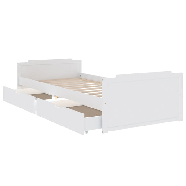 vidaXL Solid Wood Bed with Drawers White Pine 90x200 cm