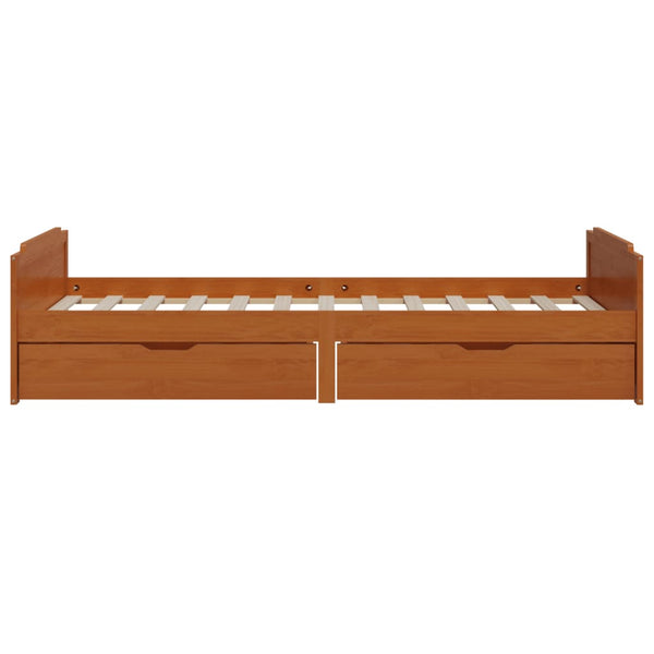 vidaXL Solid Wood Bed with Drawers Honey Brown Pine 90x200 cm