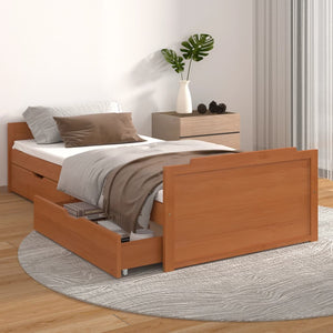 vidaXL Solid Wood Bed with Drawers Honey Brown Pine 90x200 cm