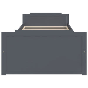 vidaXL Solid Wood Bed with Drawers Dark Gray Pine 90x200 cm