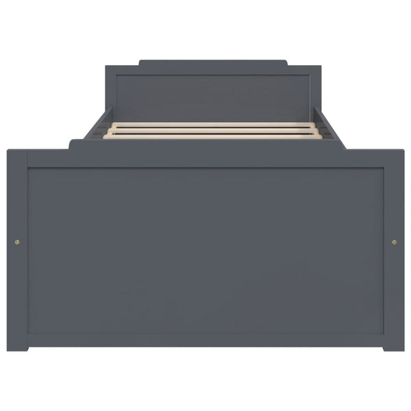vidaXL Solid Wood Bed with Drawers Dark Gray Pine 90x200 cm