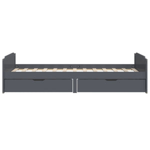 vidaXL Solid Wood Bed with Drawers Dark Gray Pine 90x200 cm