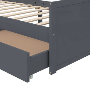 vidaXL Solid Wood Bed with Drawers Dark Gray Pine 90x200 cm