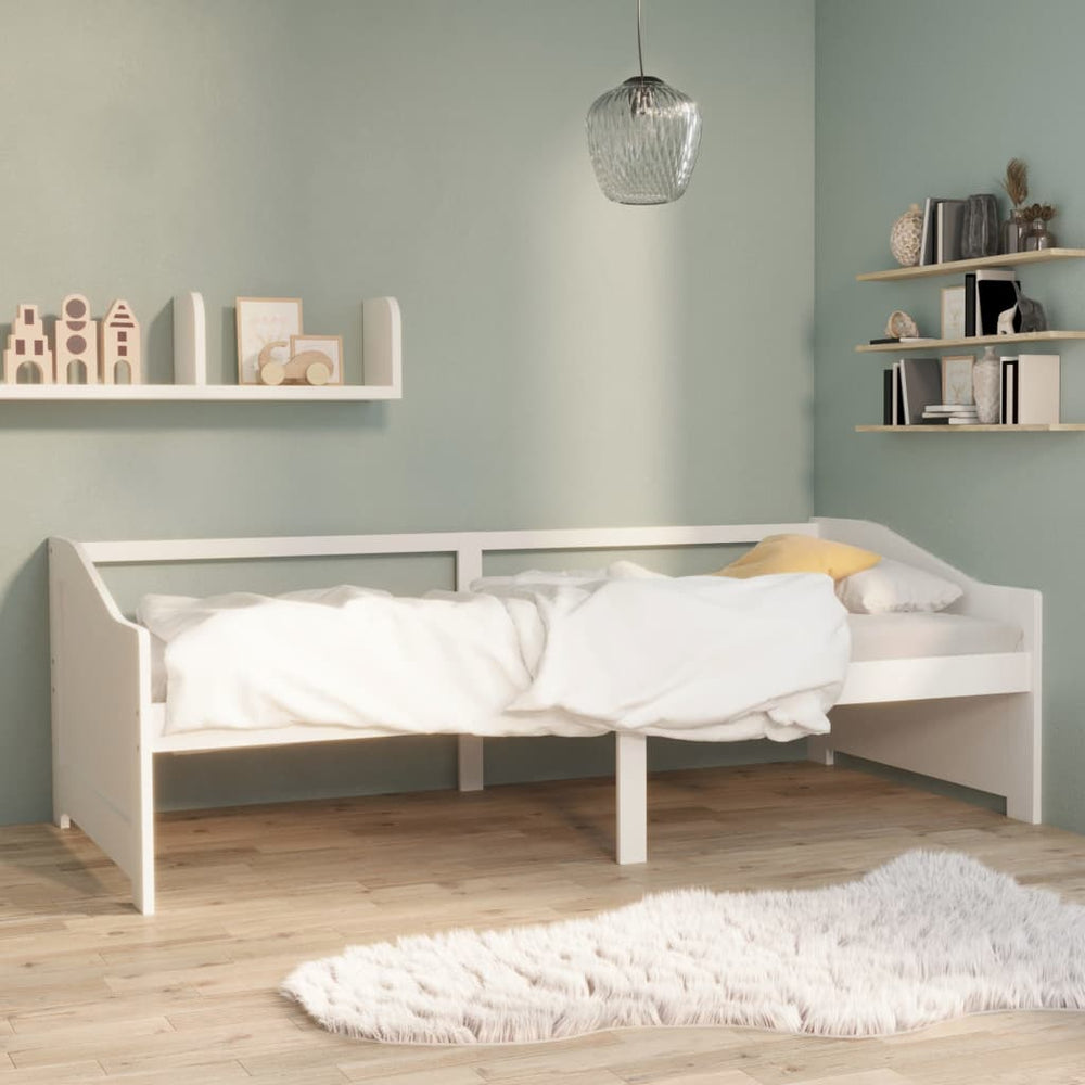 vidaXL Day Bed 3-Seater White Solid Pine Wood 90x200 cm