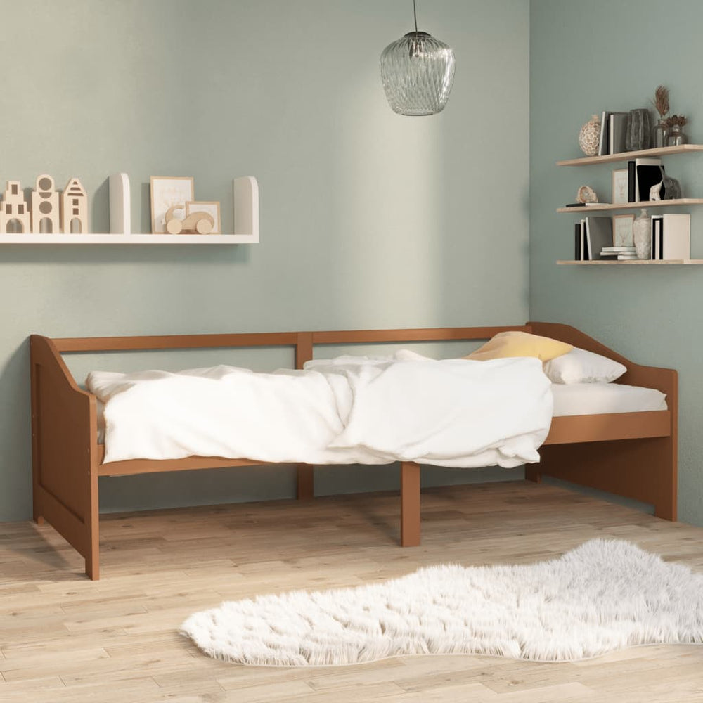 vidaXL Day Bed 3-Seater Honey Brown Solid Pine Wood 90x200 cm