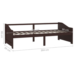 vidaXL Day Bed 3-Seater Dark Brown Solid Pine Wood 90x200 cm
