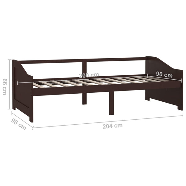 vidaXL Day Bed 3-Seater Dark Brown Solid Pine Wood 90x200 cm