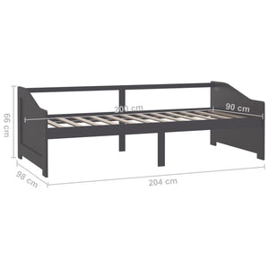 vidaXL Day Bed 3-Seater Dark Grey Solid Pine Wood 90x200 cm