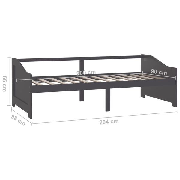 vidaXL Day Bed 3-Seater Dark Grey Solid Pine Wood 90x200 cm