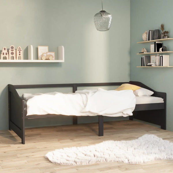 vidaXL Day Bed 3-Seater Dark Grey Solid Pine Wood 90x200 cm