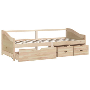 vidaXL Day Bed 3-Seater with Drawers Solid Pine Wood 90x200 cm