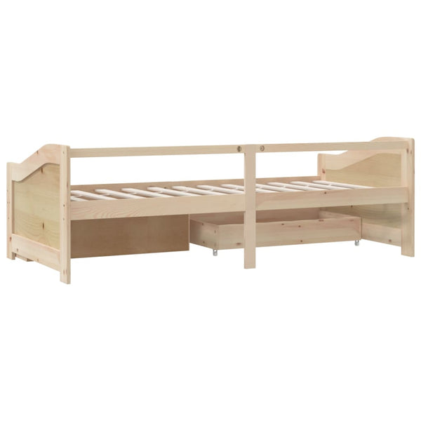 vidaXL Day Bed 3-Seater with Drawers Solid Pine Wood 90x200 cm
