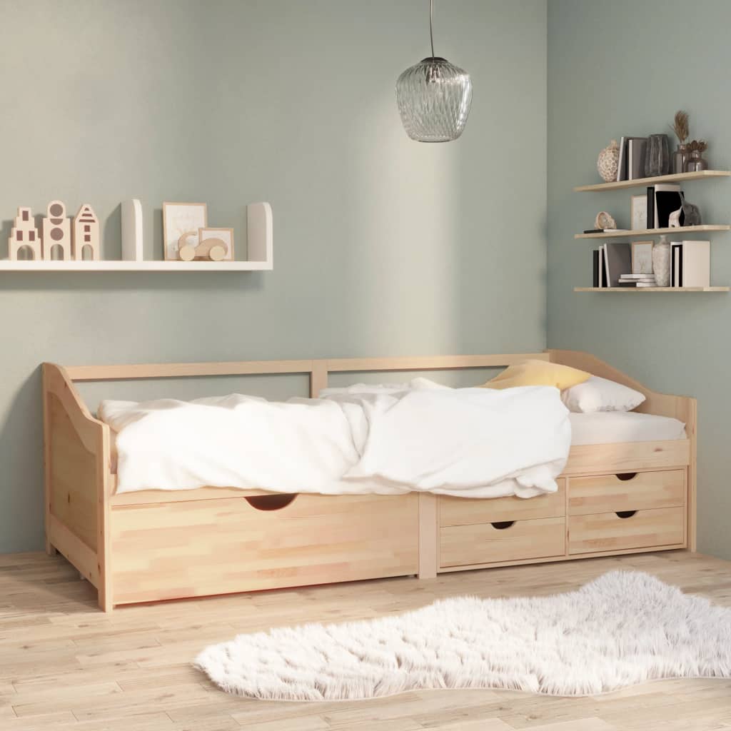 vidaXL Day Bed 3-Seater with Drawers Solid Pine Wood 90x200 cm