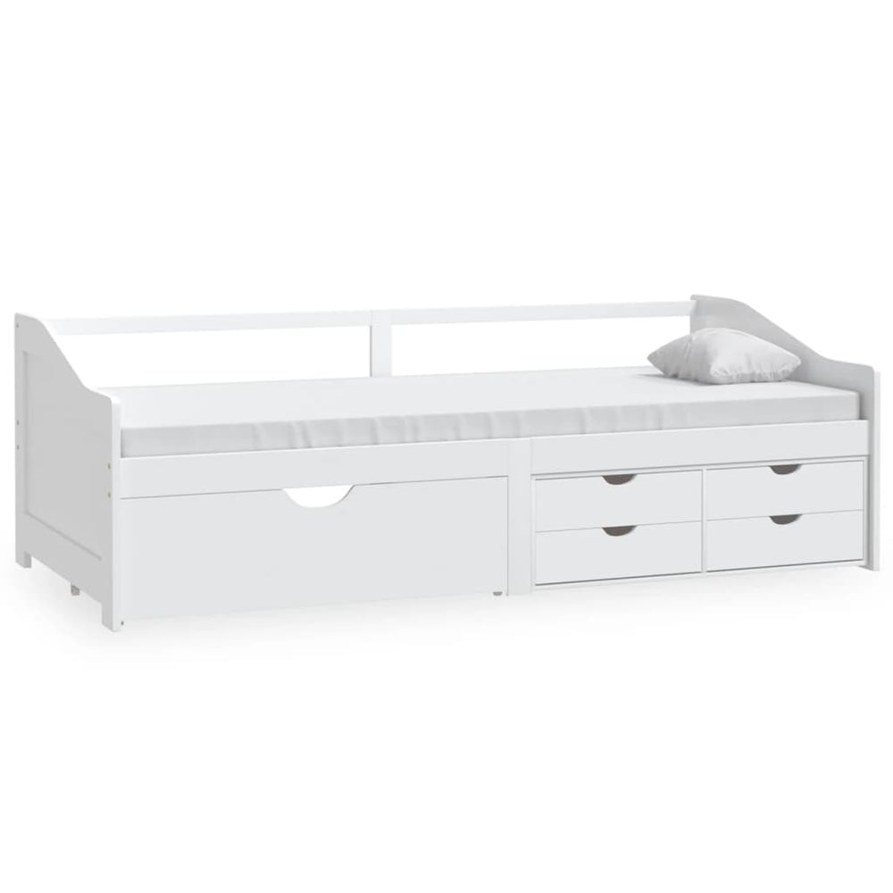 vidaXL 3-Seater Day Bed with Drawers White Pine Wood 90x200 cm