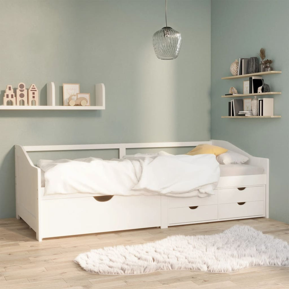 vidaXL 3-Seater Day Bed with Drawers White Pine Wood 90x200 cm
