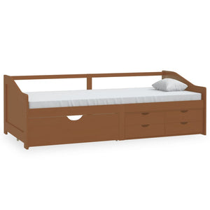 vidaXL Day Bed 3-Seater Drawers Honey Brown Pine Wood 90x200 cm
