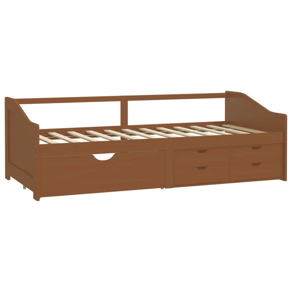 vidaXL Day Bed 3-Seater Drawers Honey Brown Pine Wood 90x200 cm