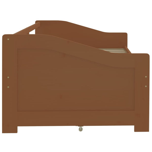 vidaXL Day Bed 3-Seater Drawers Honey Brown Pine Wood 90x200 cm