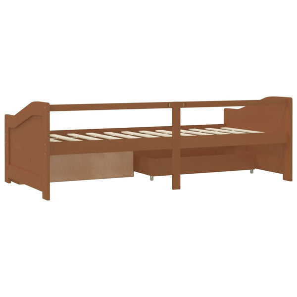vidaXL Day Bed 3-Seater Drawers Honey Brown Pine Wood 90x200 cm