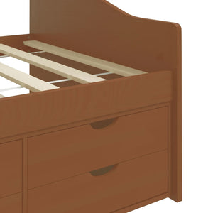 vidaXL Day Bed 3-Seater Drawers Honey Brown Pine Wood 90x200 cm