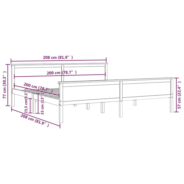 vidaXL Solid Pine Bed 200x200 cm