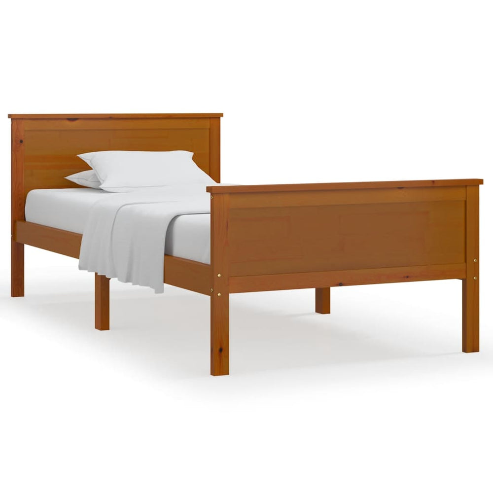vidaXL Solid Wood Bed Honey Brown Pine Wood 100x200 cm