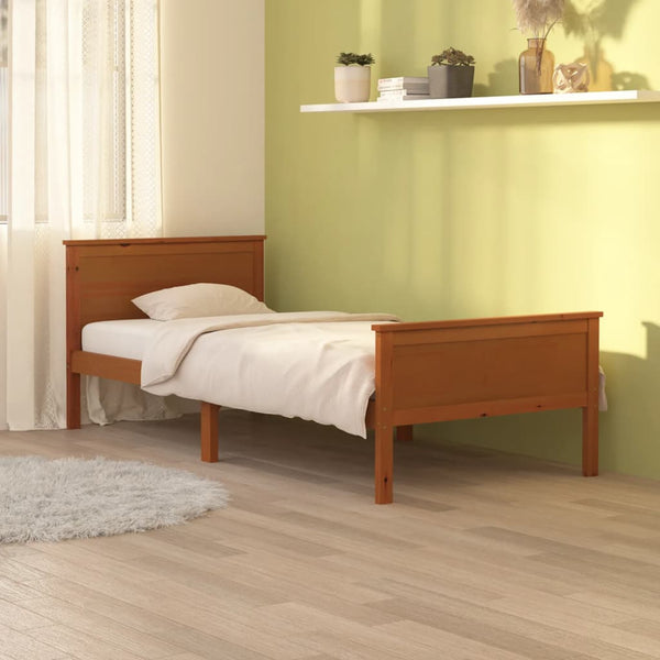 vidaXL Solid Wood Bed Honey Brown Pine Wood 100x200 cm