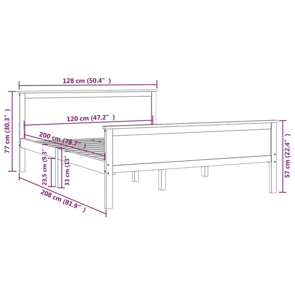 vidaXL Solid Wood Bed Frame without Mattress Honey Brown 120x200 cm Pine Wood