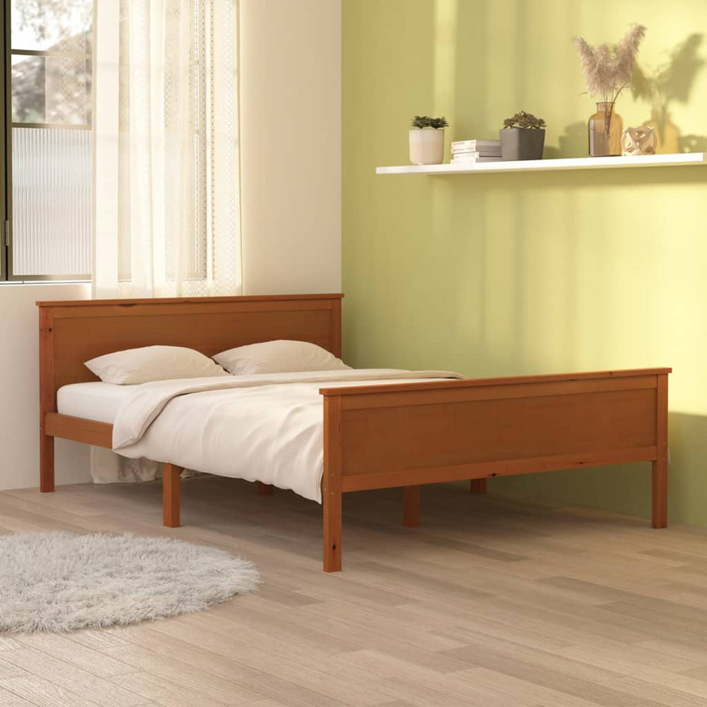 vidaXL Solid Wood Bed Honey Brown Pine Wood 160x200 cm