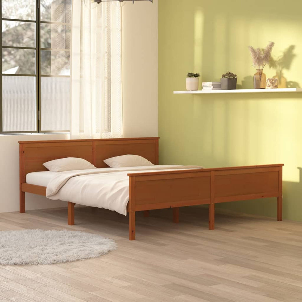 vidaXL Solid Wood Bed Honey Brown Pinewood 180x200 cm