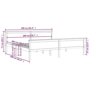 vidaXL Solid Wood Bed Honey Brown Pine Wood 200x200 cm