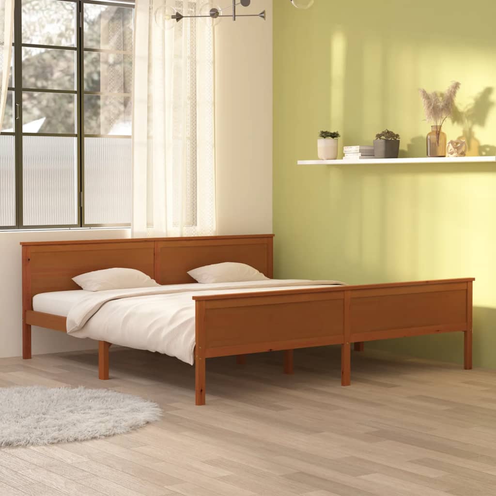 vidaXL Solid Wood Bed Honey Brown Pine Wood 200x200 cm