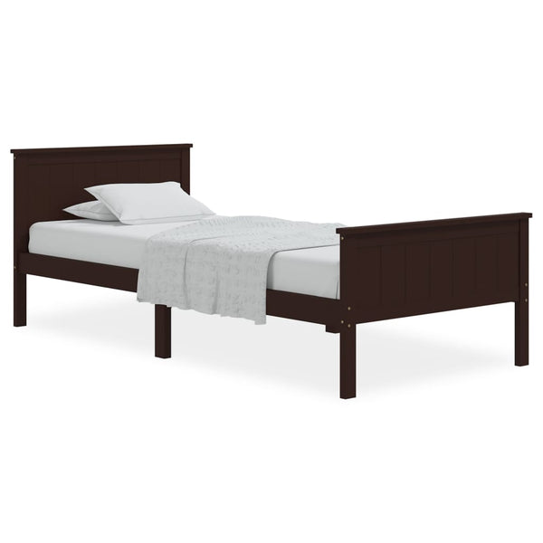 vidaXL Solid Wood Bed Dark Brown Pine 100x200 cm