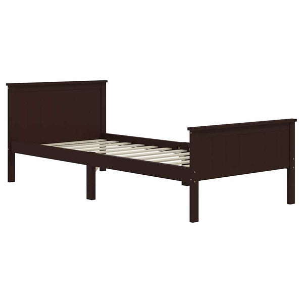 vidaXL Solid Wood Bed Dark Brown Pine 100x200 cm