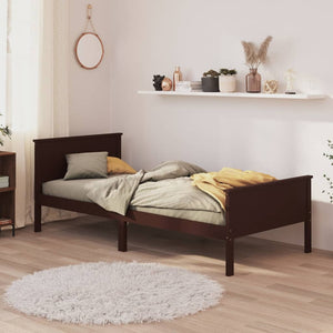 vidaXL Solid Wood Bed Dark Brown Pine 100x200 cm