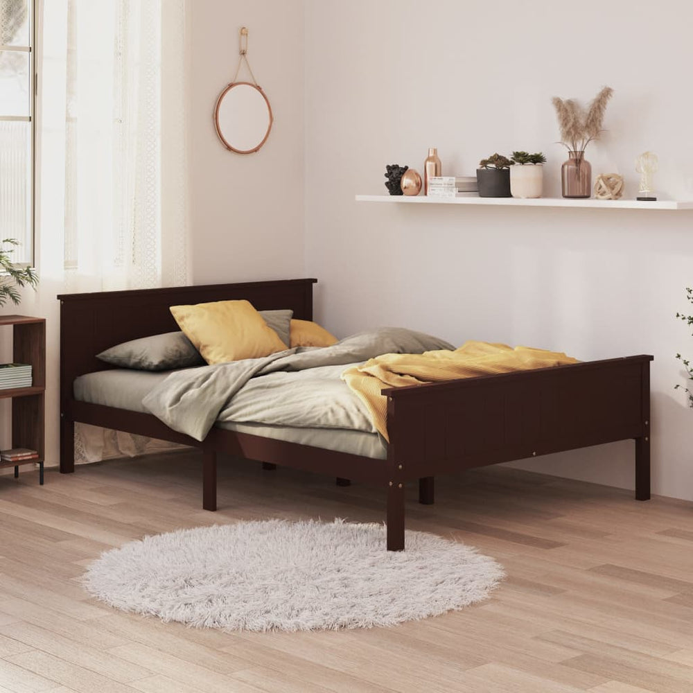vidaXL Solid Wood Bed Dark Brown Pine 160x200 cm